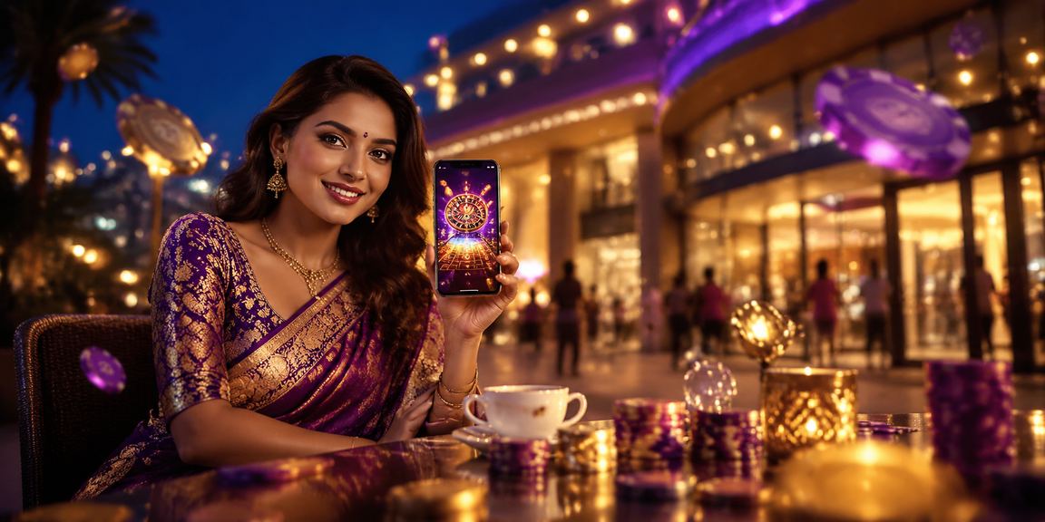 Young Indian woman activating promotions on mobile casino app