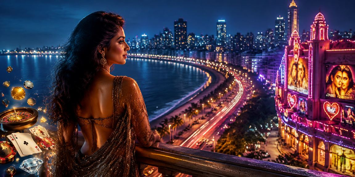 Mumbai Marine Drive cricket betting scene with Bollywood theme